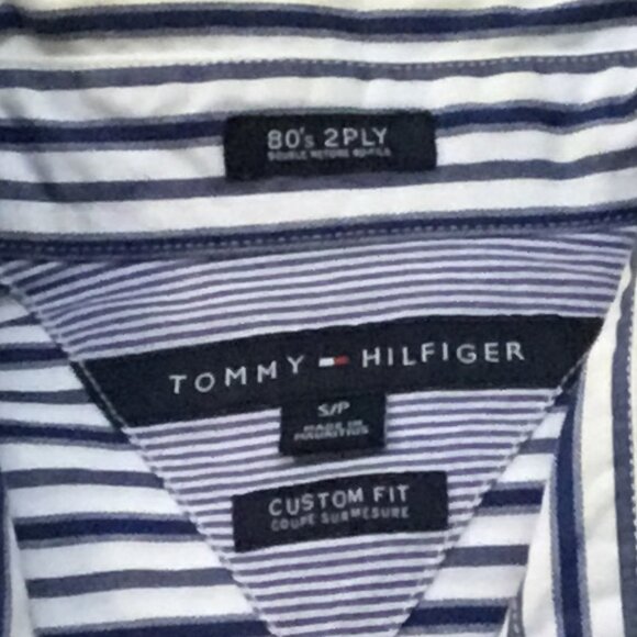 TOMMY HILFIGER Striped Classical Shirt Button Down Long Sleeve Pocket Up SP  iva - Picture 6 of 6